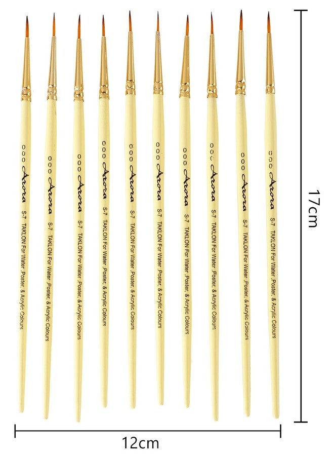 Arora Detail and Script Liner Round Paintbrush of 000 Number Fine Set of 10 for Watercolor, Acrylic and Intricate Painting Yellow, Wood - Image 4